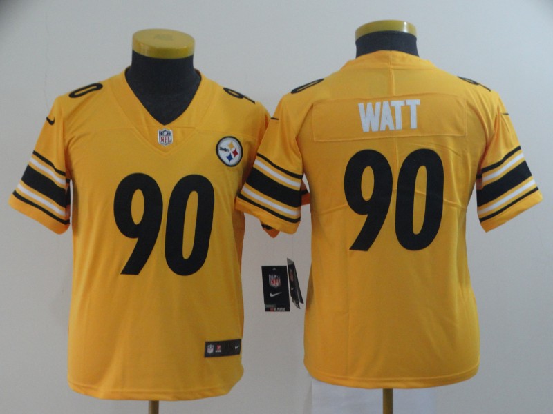 Youth Pittsburgh Steelers 90 Watt yellow Nike Limited NFL Jerseys